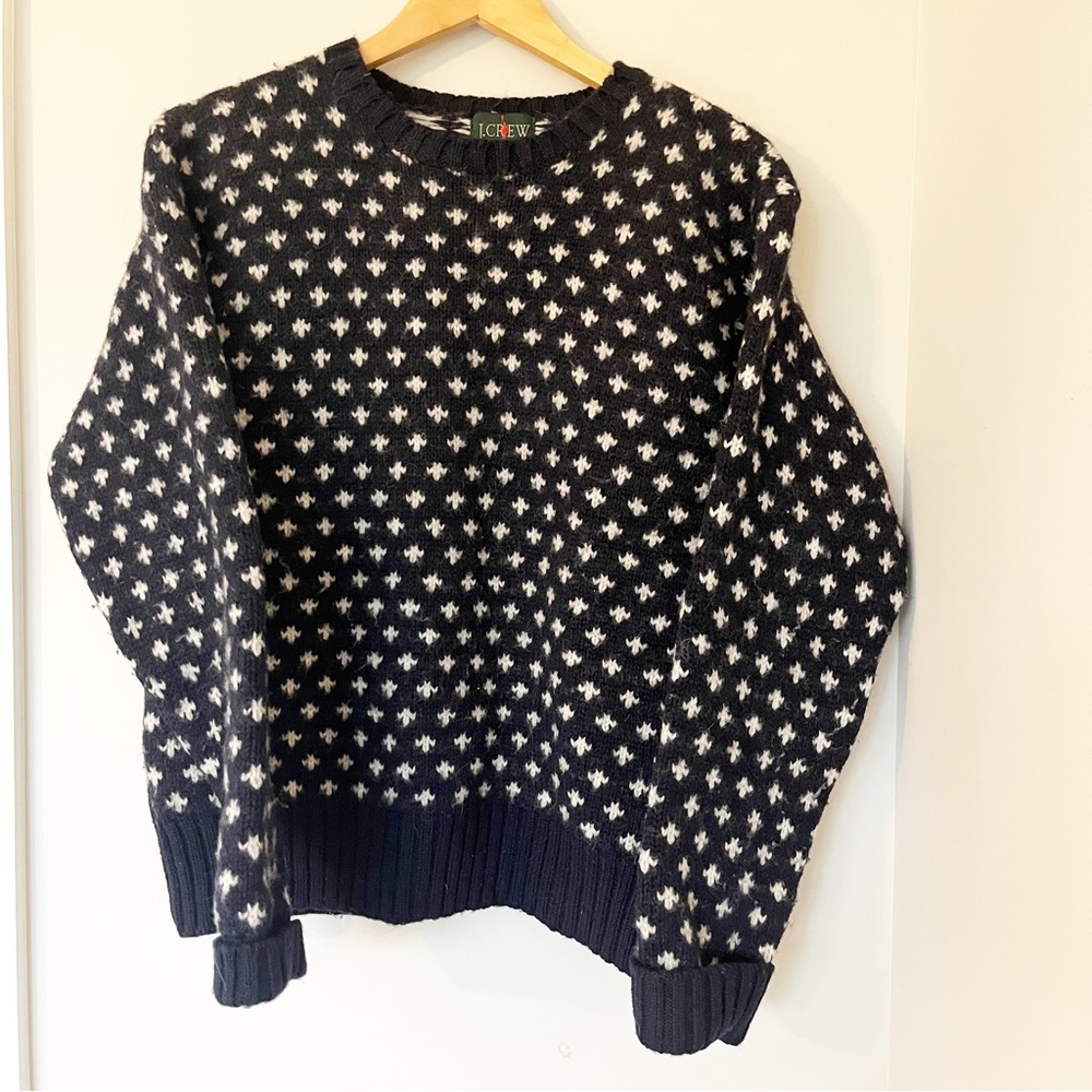 J.CREW vintage 100% wool black and cream sweater sz. XL